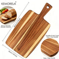 Striped Teak & Acacia Wood Rectangular Serving Board with Handle (3 Sizes)