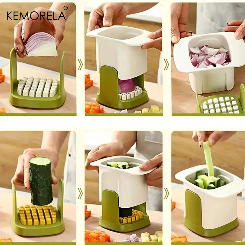 Multi-Blade Vegetable Dicer & Strip Cutter with Container (4-in-1)