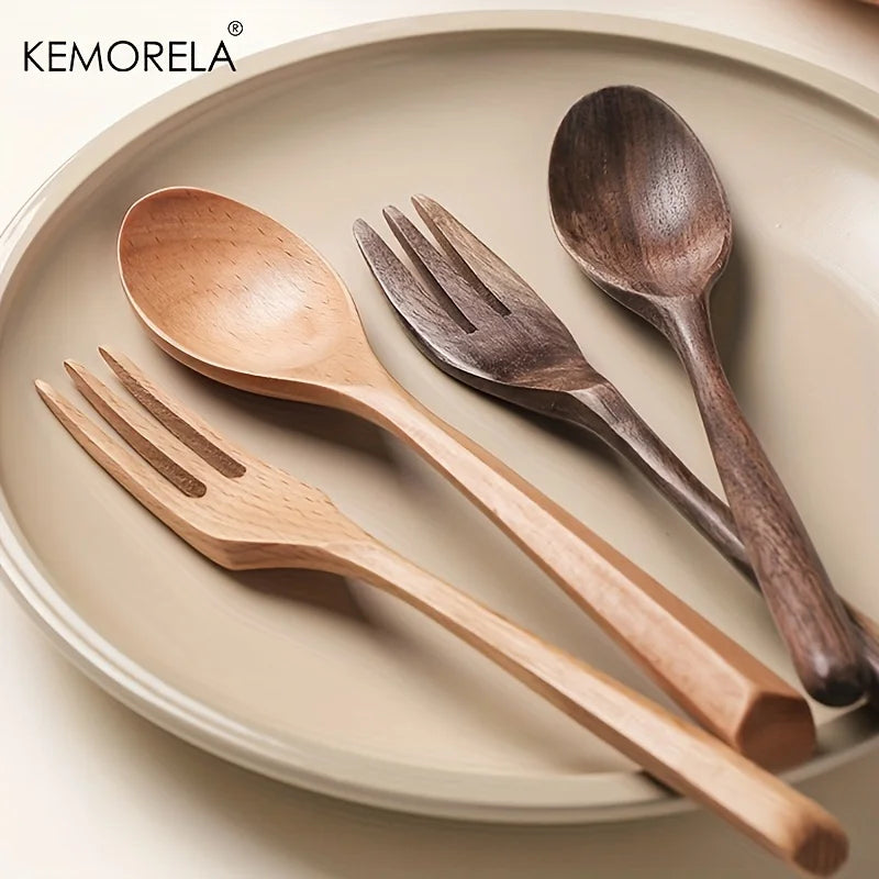 Natural Wood Cutlery Set (Spoon & Fork)