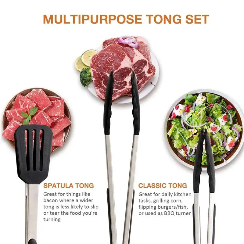 3-Piece Silicone Tongs