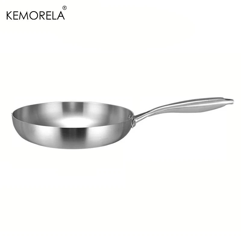 316 Stainless Steel Frying Pan with Gold Handle