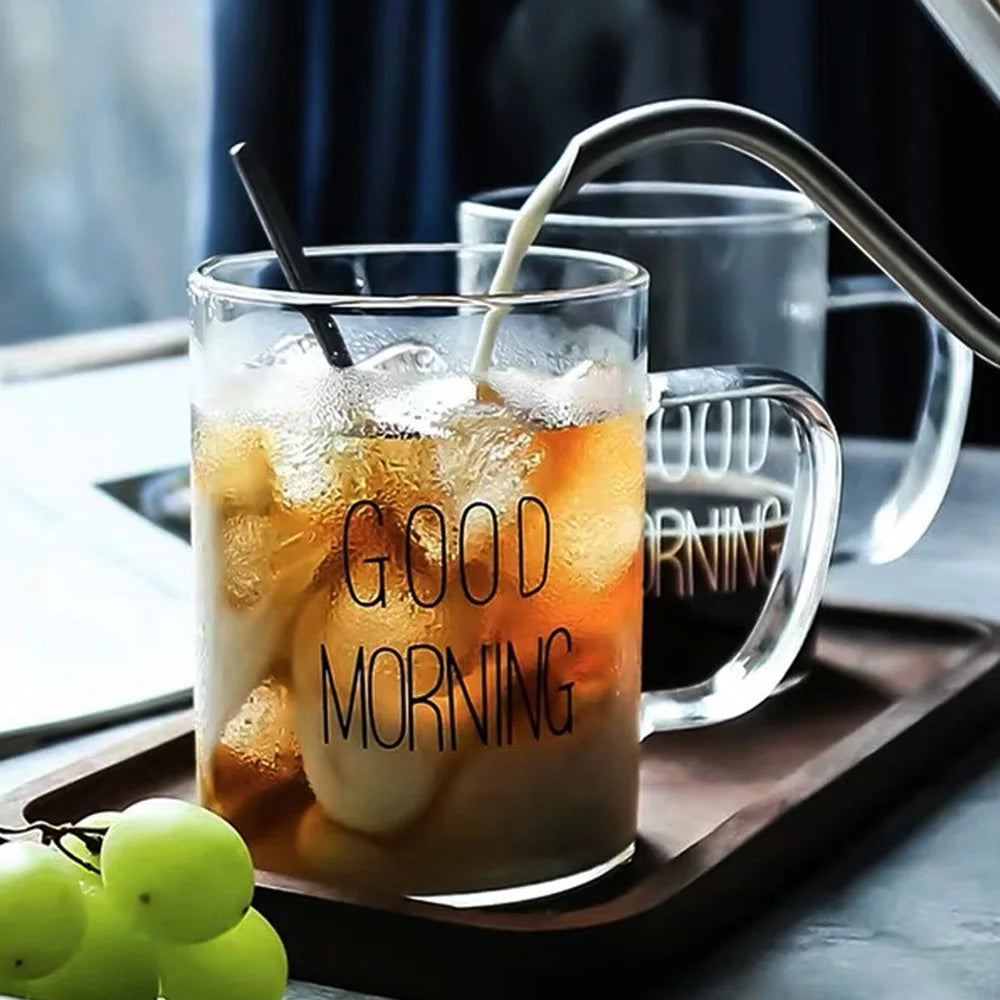 Good Morning Glass Mug with Handle
