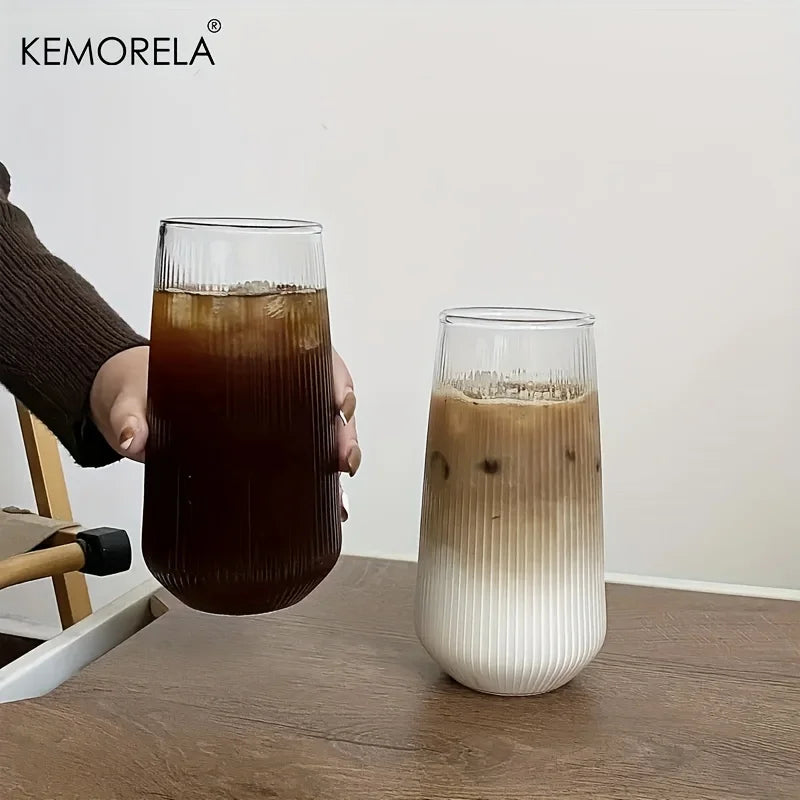 Tall Ribbed Glass Cups
