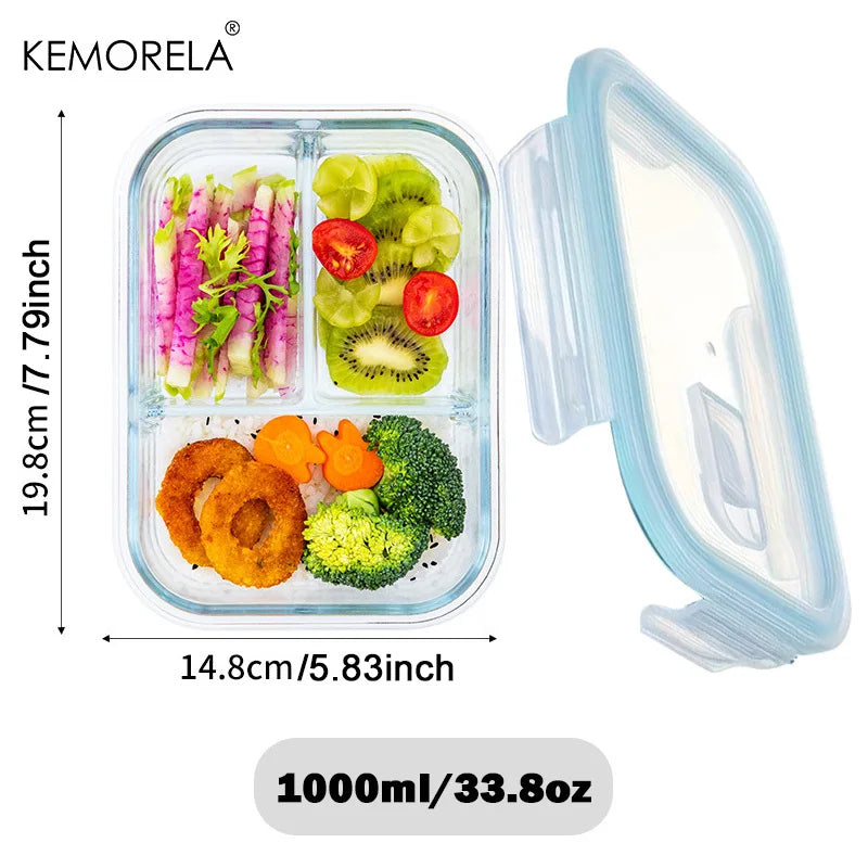 Glass Lunch Box with Divider & Locking Lid