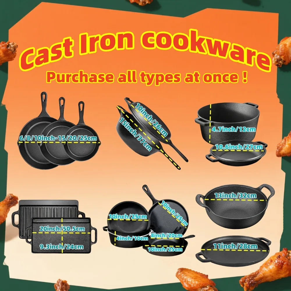 3-Piece Cast Iron Skillet