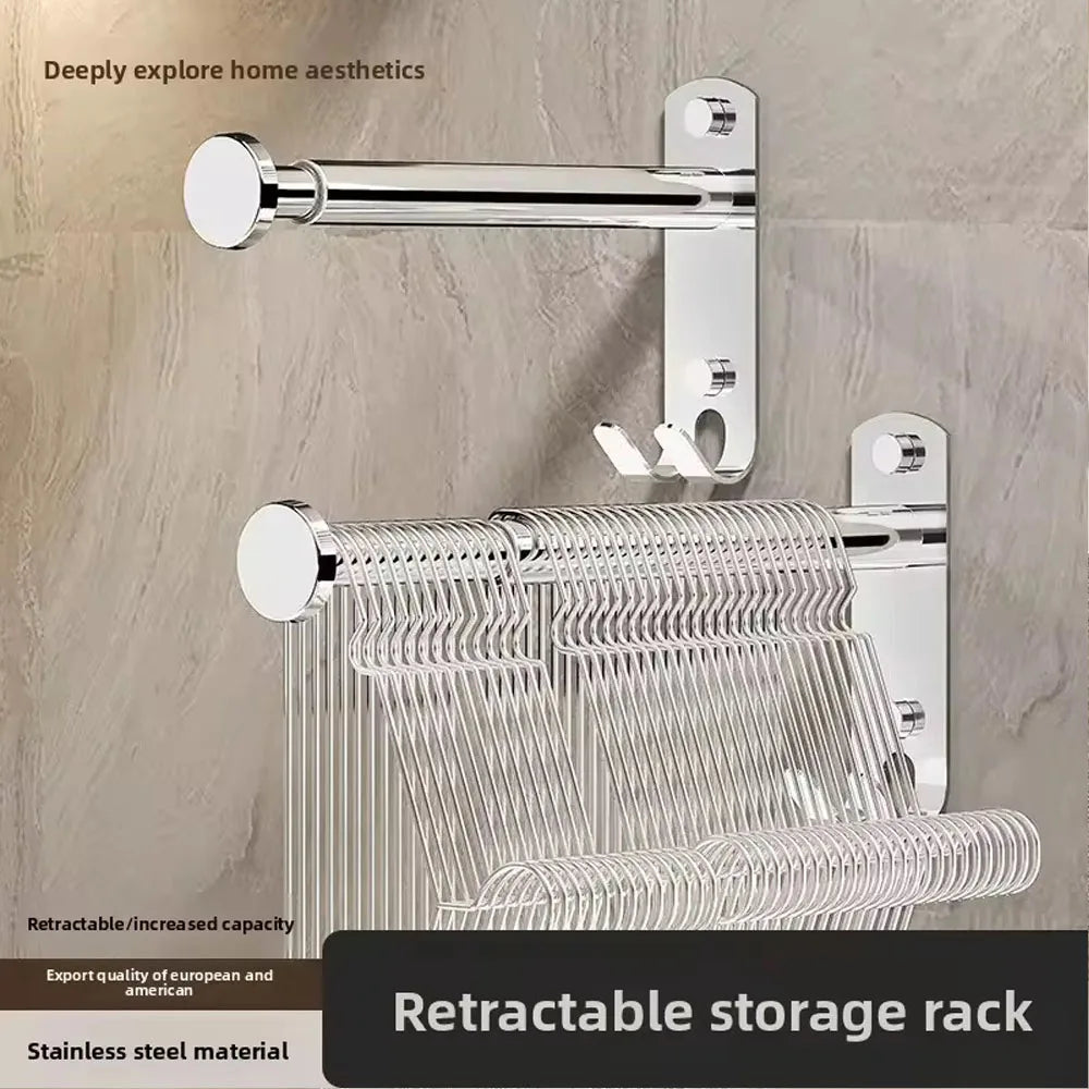 Retractable No-Drill Clothes Drying Rack