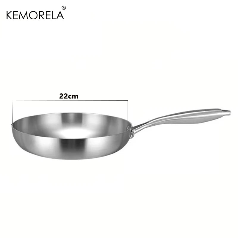316 Stainless Steel Frying Pan with Gold Handle