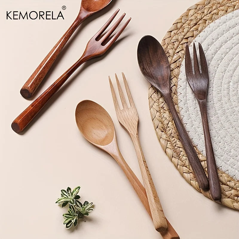 Natural Wood Cutlery Set (Spoon & Fork)