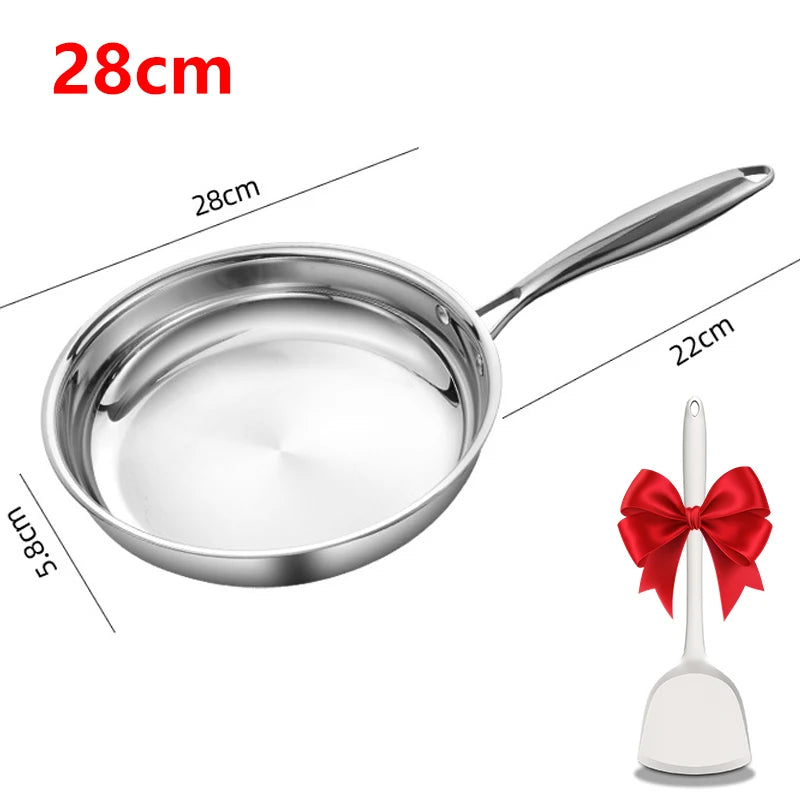 Tri-Ply Stainless Steel Frying Pan with Silicone Spatula Gift Set (22/24/26/28cm)