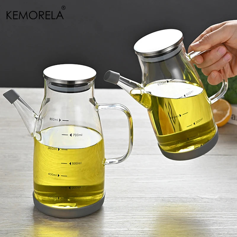 Glass Oil Dispenser with Scale & Stainless Lid (600/750/1000ml)