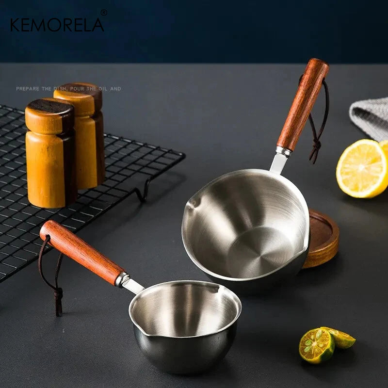 Stainless Steel Espresso Shot Cup with Wooden Handle & Scale (150/250ml)