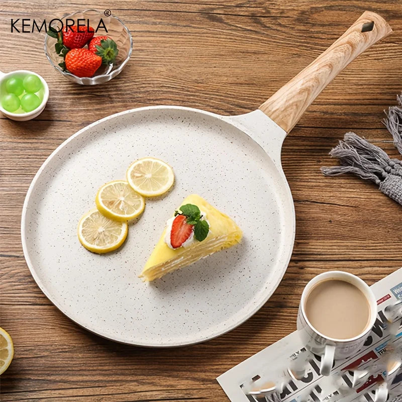 Marble-Look Non-Stick Crepe Pan with Wood Handle