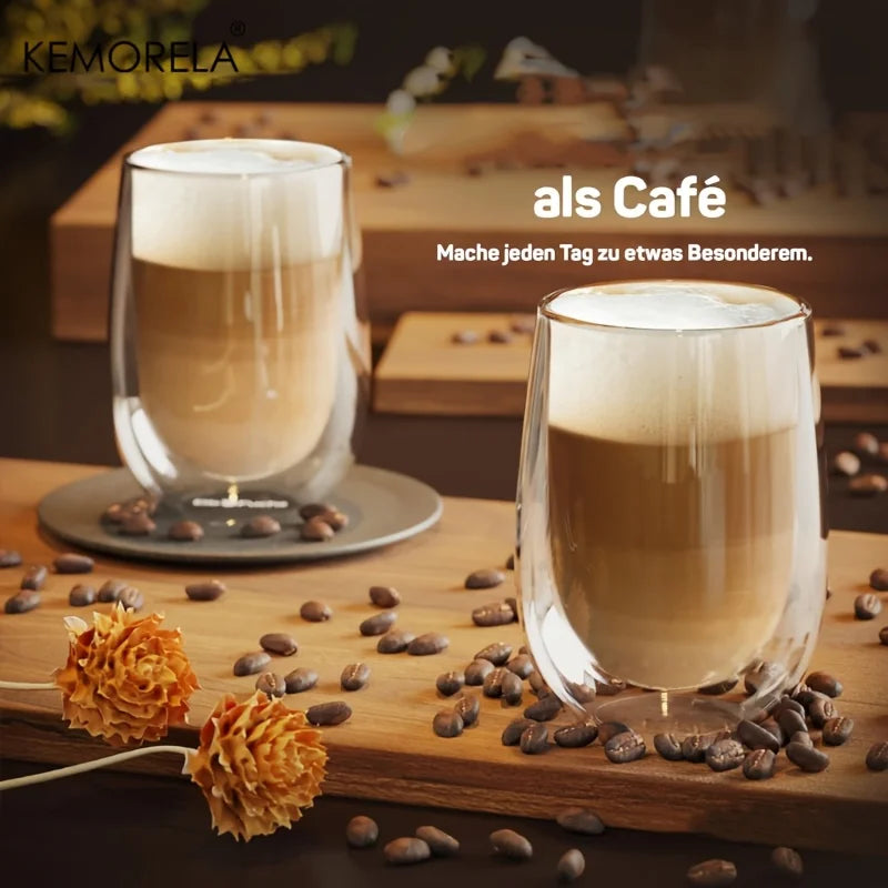 Double-Wall Glass Latte Cup (Set of 4, 350/450ml)