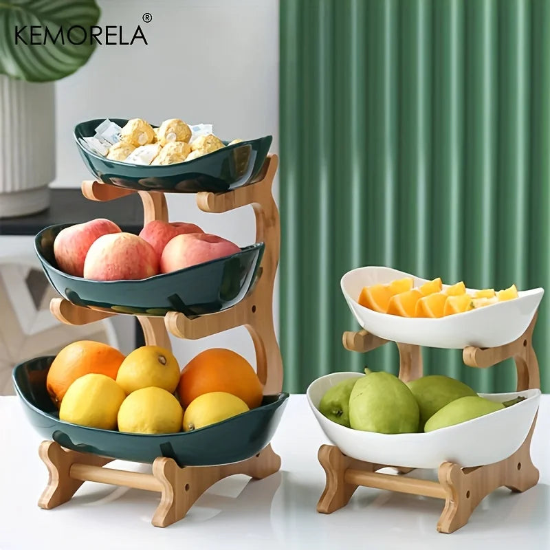 Bamboo Fruit Basket Stand