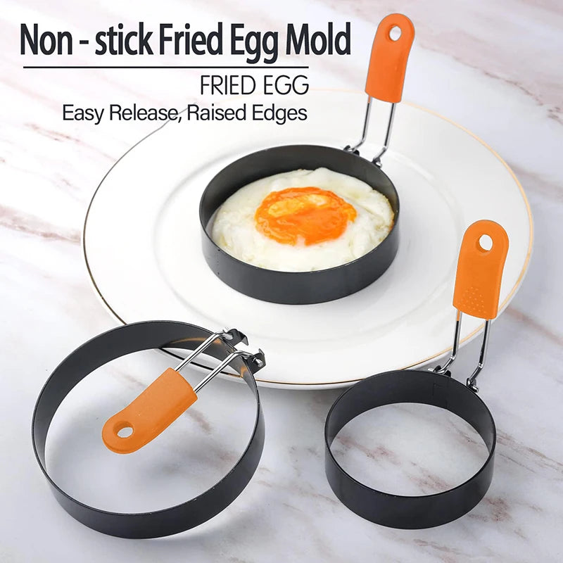 Non-Stick Fried Egg Ring Mold with Silicone Handle