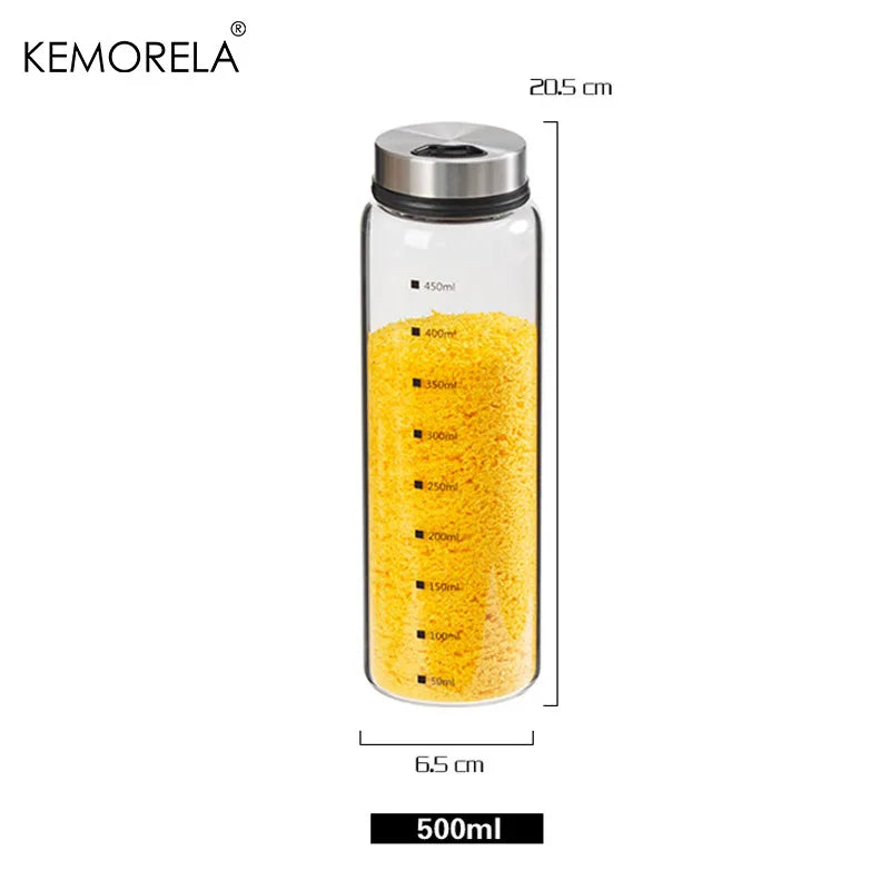Glass Spice Jars with Flip-Top Stainless Steel Lids & Measurement Scale