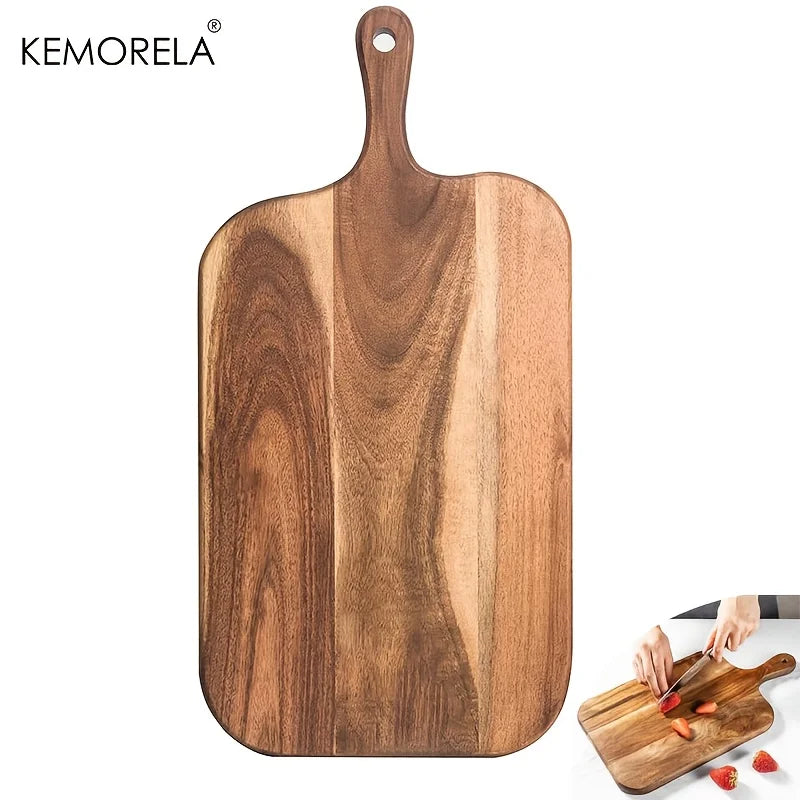 Solid Acacia Wood Rectangular Cutting & Serving Board with Handle (3 Sizes)
