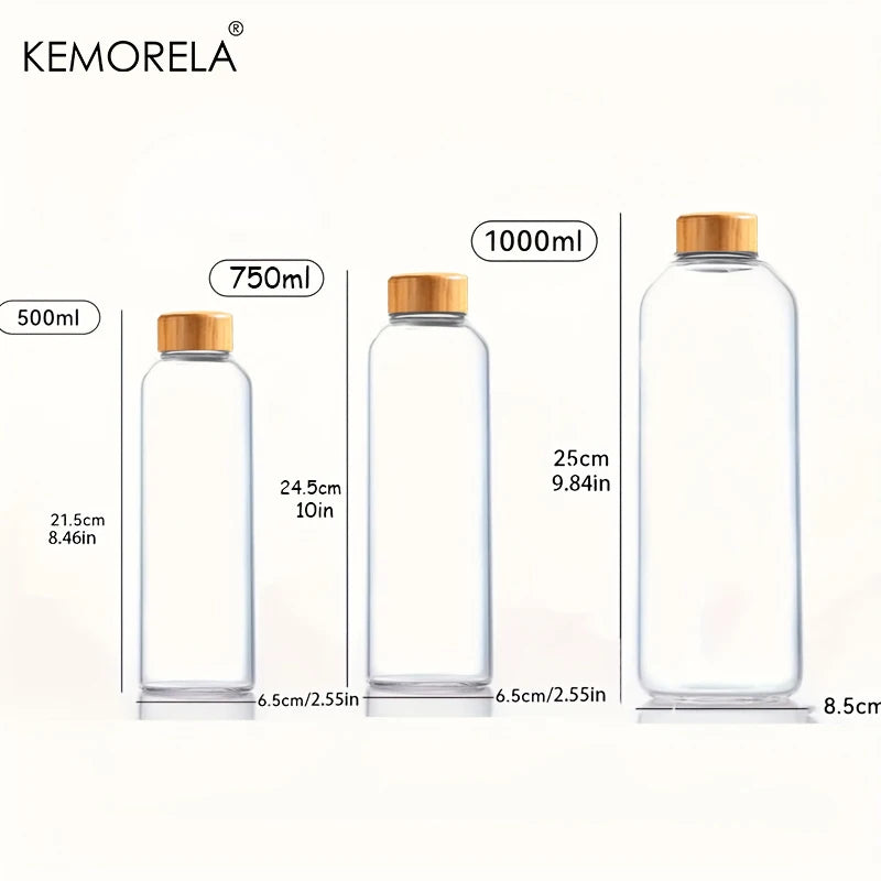 Glass Drink Bottle with Bamboo Lid