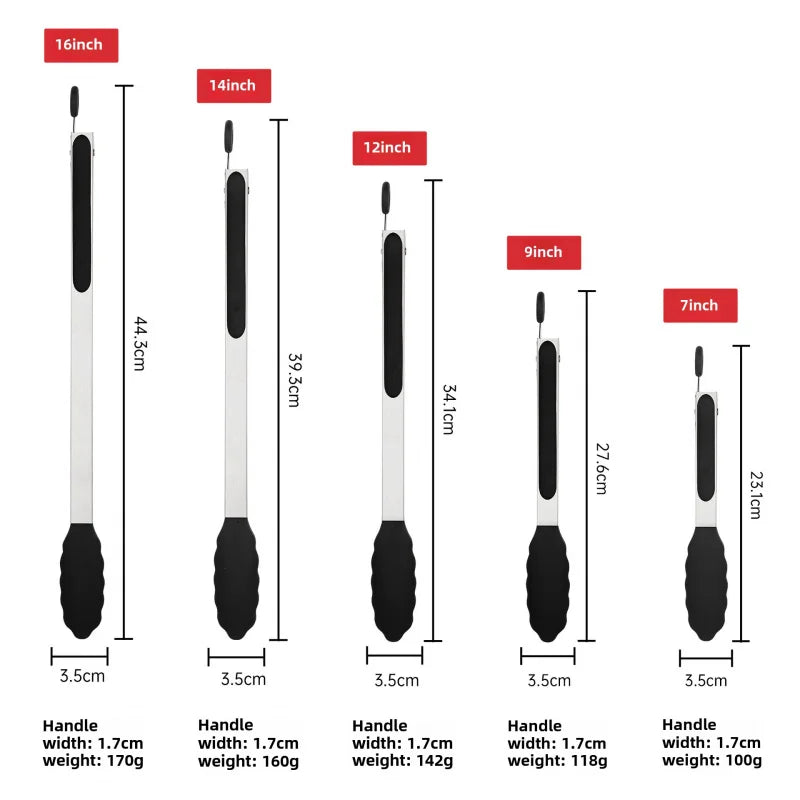 Silicone & Stainless Steel Food Tongs