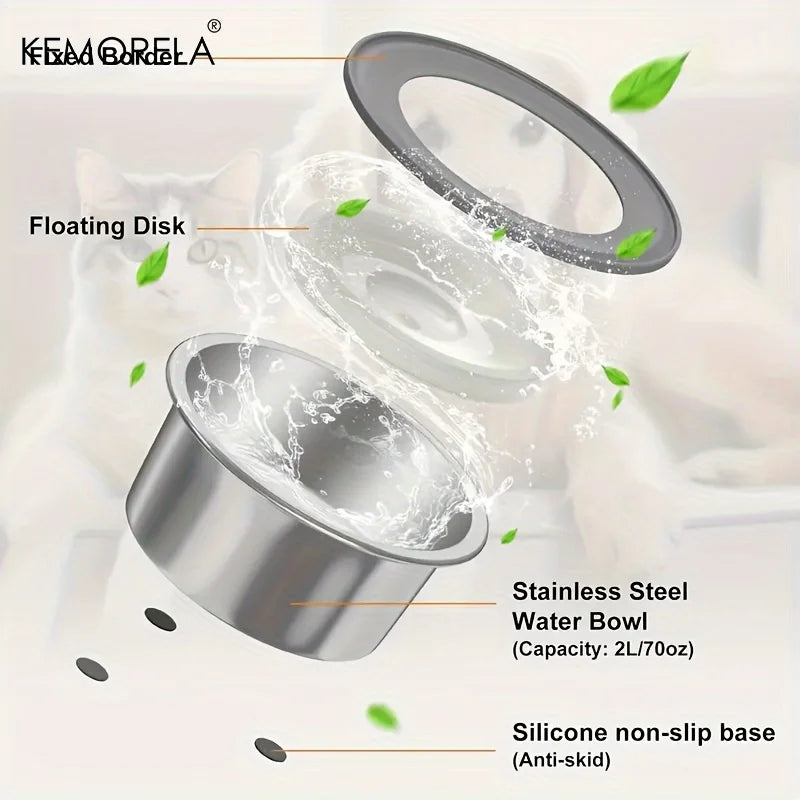 Anti-Splash Pet Water Bowl with Floating Plate