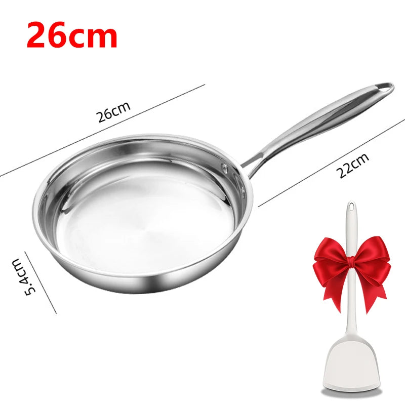 Tri-Ply Stainless Steel Frying Pan with Silicone Spatula Gift Set (22/24/26/28cm)