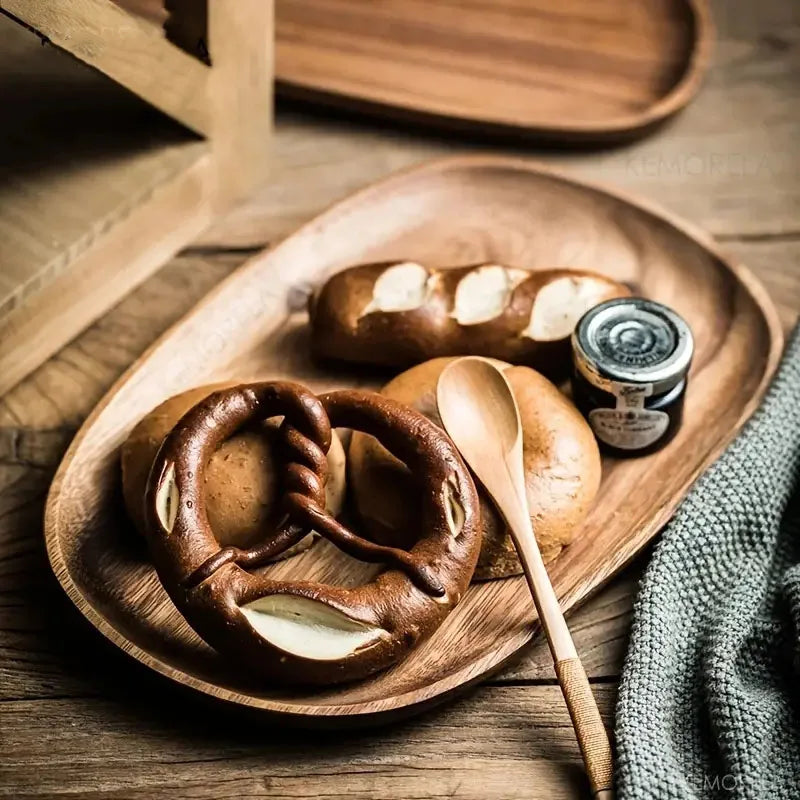 Solid Walnut Wood Oval Serving Tray (3 Sizes)