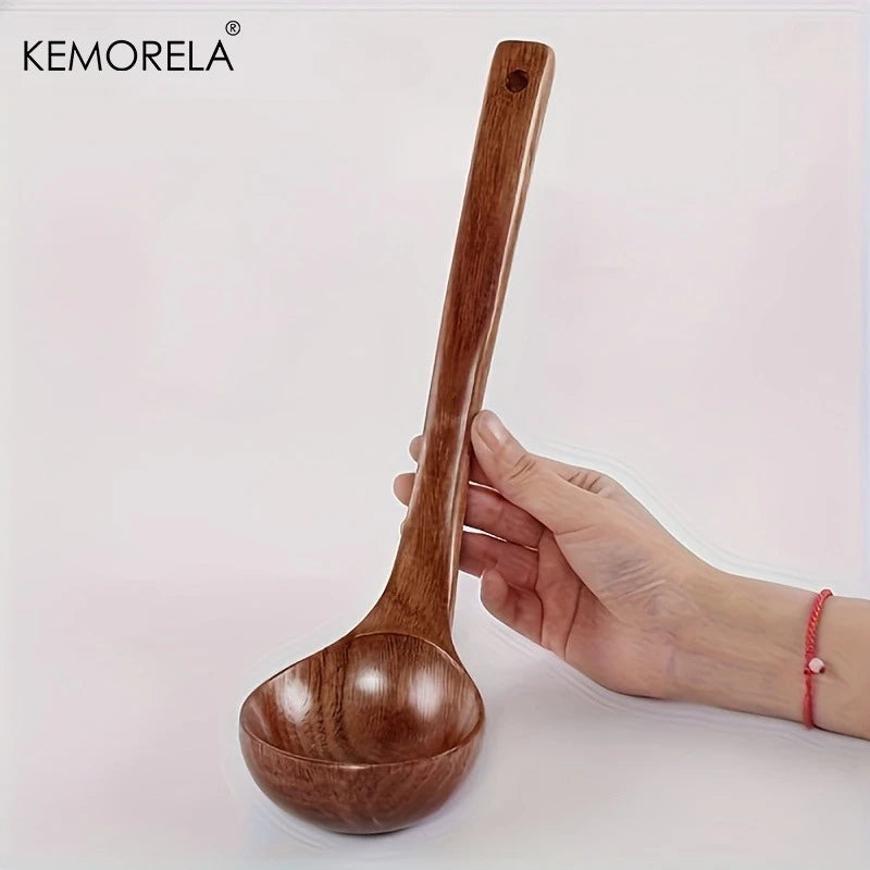 Long Handle Wooden Soup Ladle