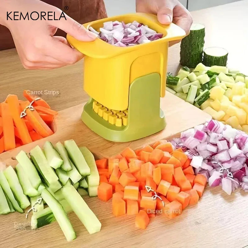 Multi-Blade Vegetable Dicer & Strip Cutter with Container (4-in-1)