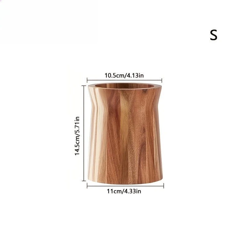 Solid Acacia Wood Rotating Utensil Holder