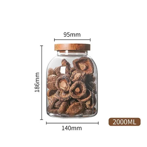 Large Glass Food Storage Jar with Acacia Wood Lid