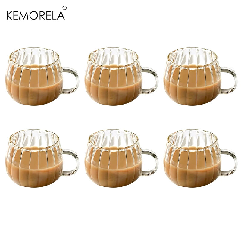 Pumpkin-Shaped Glass Mug Set (6pcs)