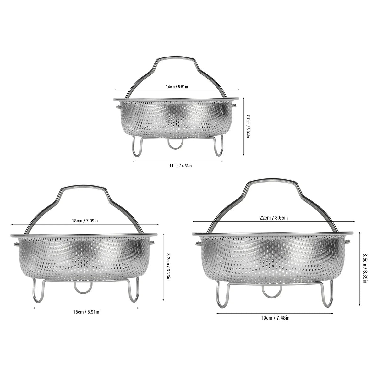Stainless Steel Colander with Handles & Legs