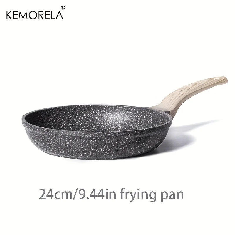 Granite-Coated Non-Stick Frying Pan with Wood-Effect Handle (20/24/28cm)