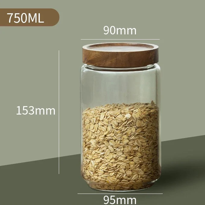 Glass Storage Jar with Acacia Wood Lid