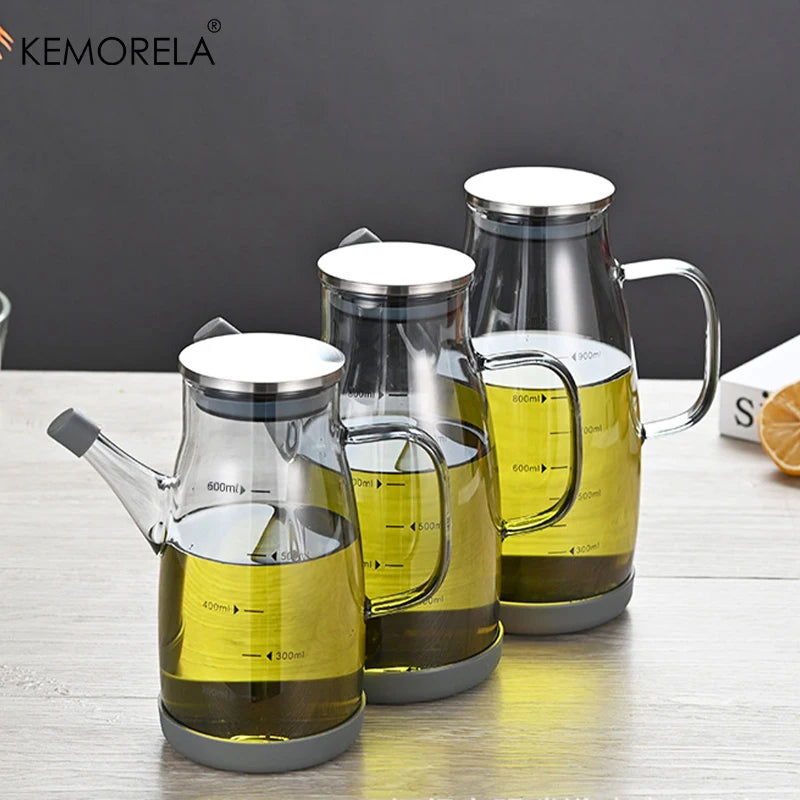 Glass Oil Dispenser with Scale & Stainless Lid (600/750/1000ml)