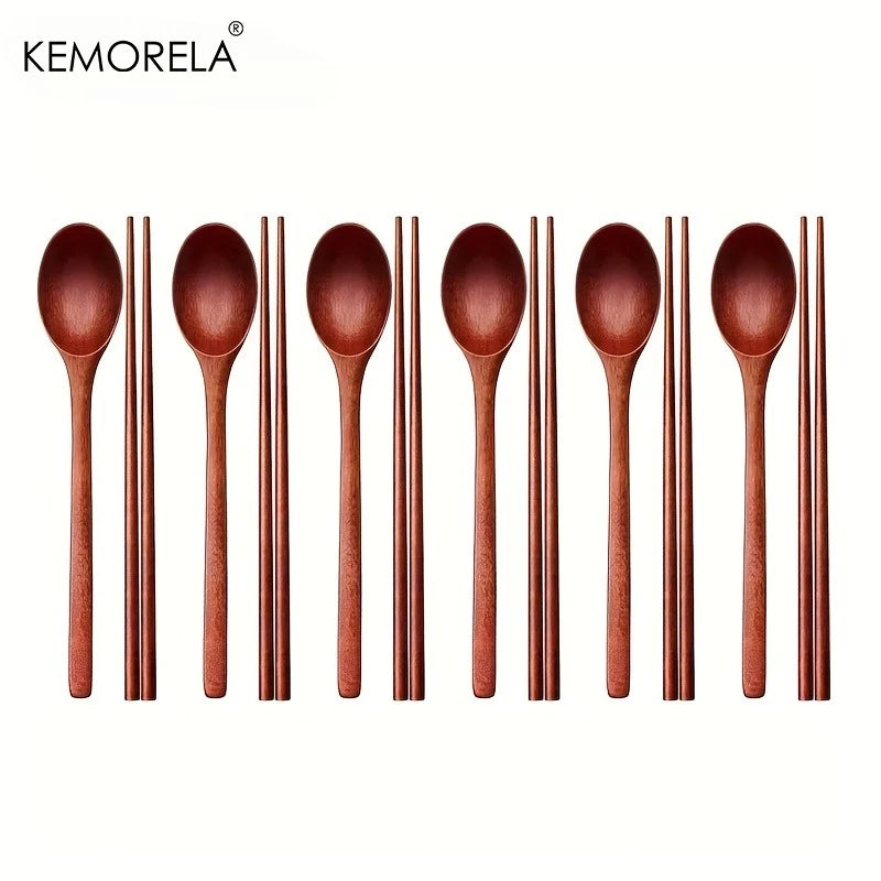 Korean Wooden Spoon & Chopstick Set (6 Pairs)