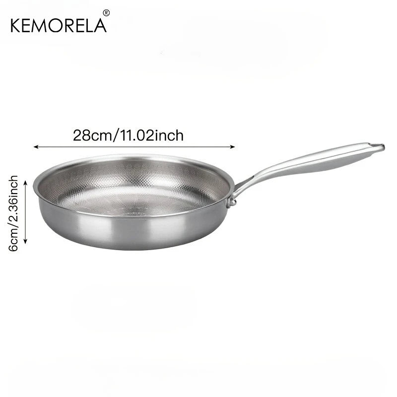 Honeycomb Textured Stainless Steel Frying Pan (24/26/28/30cm)