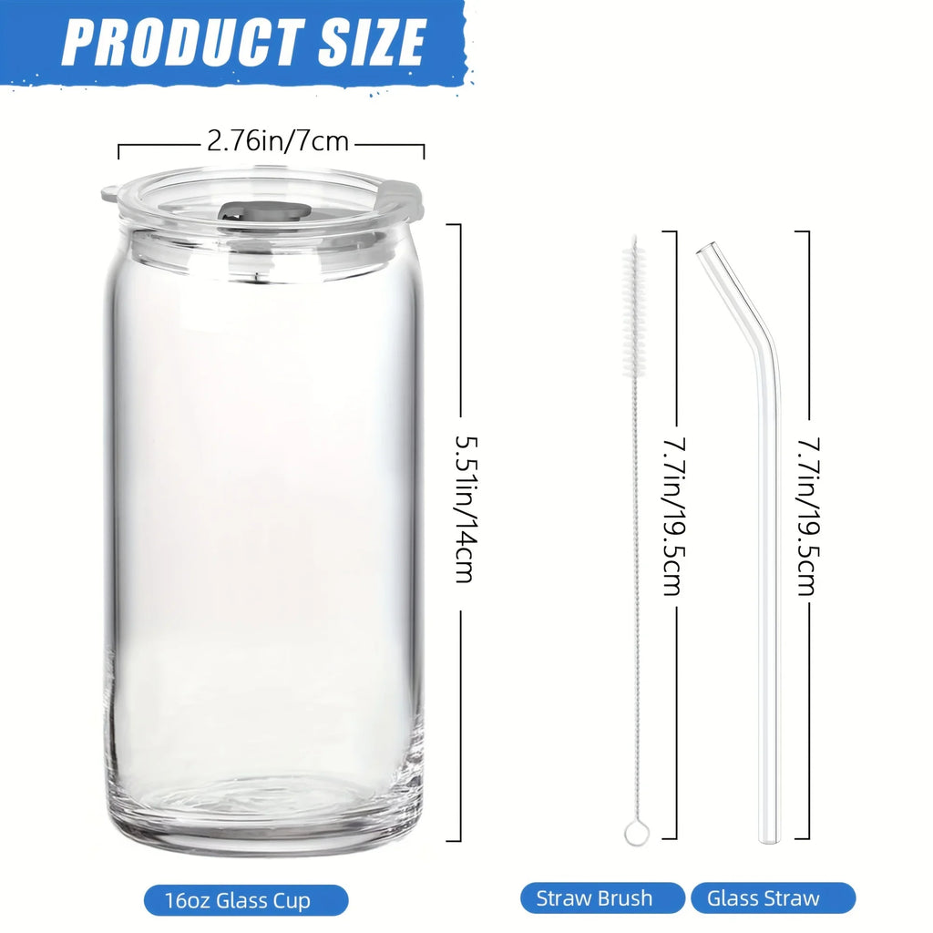 Mason Jar Drinking Glasses with Lids & Straws (2pcs)
