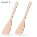 Natural Beechwood Angled Wok Spatula (Set of 2, Long Handle)