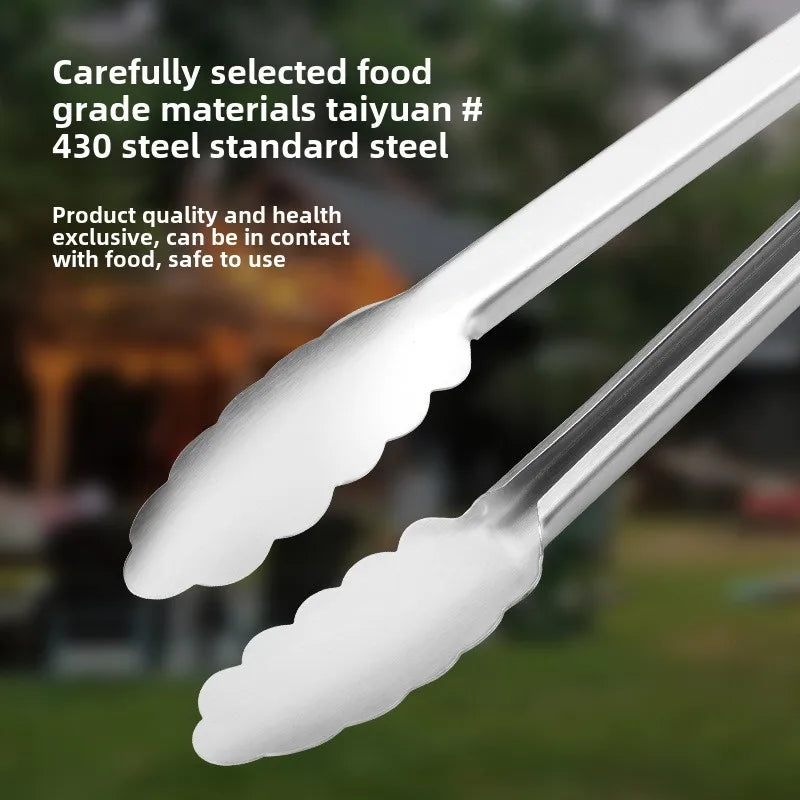 Wooden Handle BBQ Food Tongs