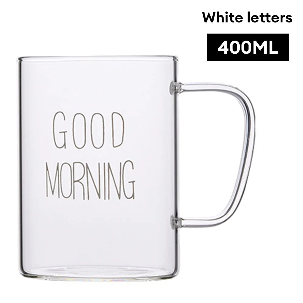 Good Morning Glass Mug with Handle