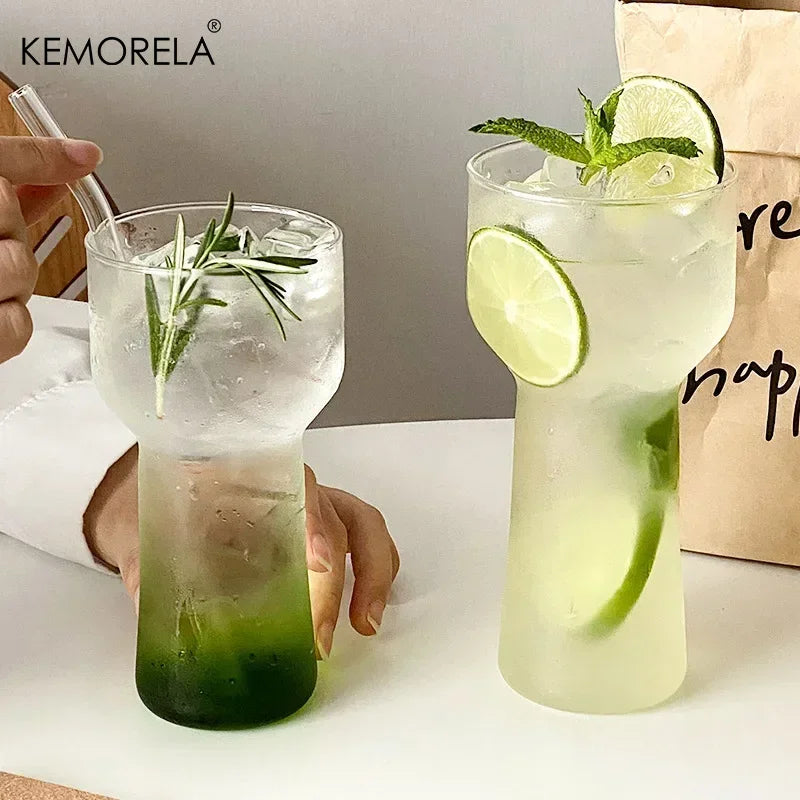 Gradient Tinted Glass Tumbler with Glass Straw (2pcs)
