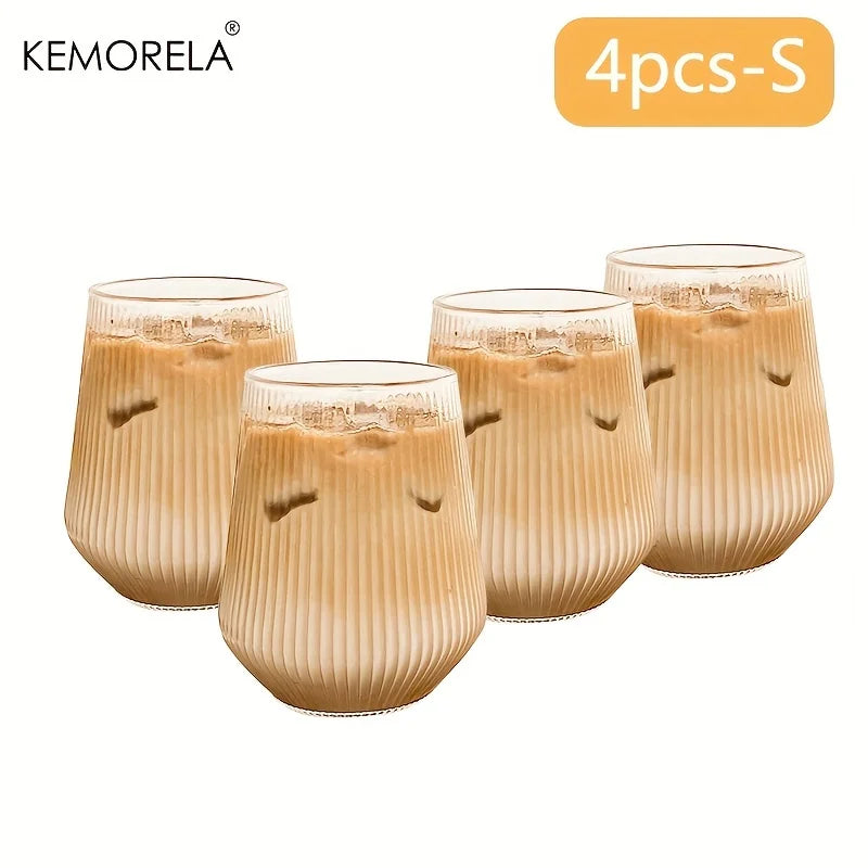 Tall Ribbed Glass Cups