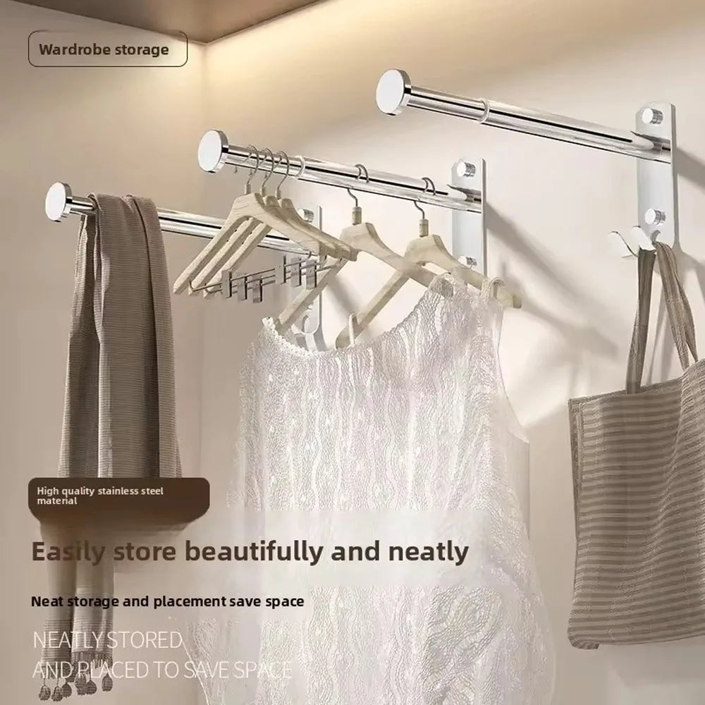 Retractable No-Drill Clothes Drying Rack