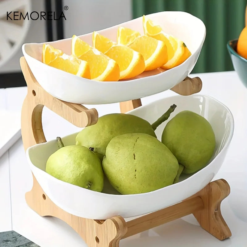 Bamboo Fruit Basket Stand