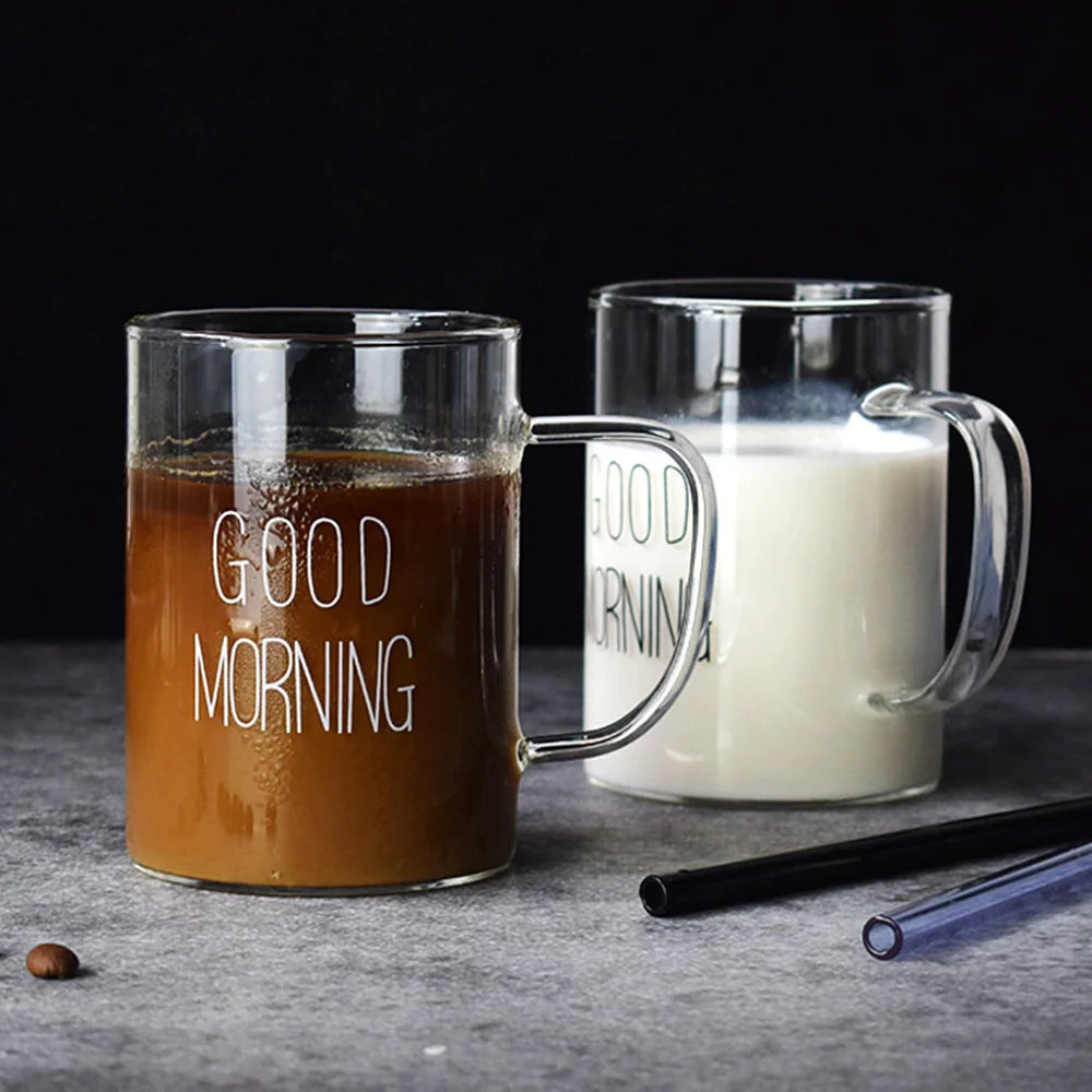Good Morning Glass Mug with Handle