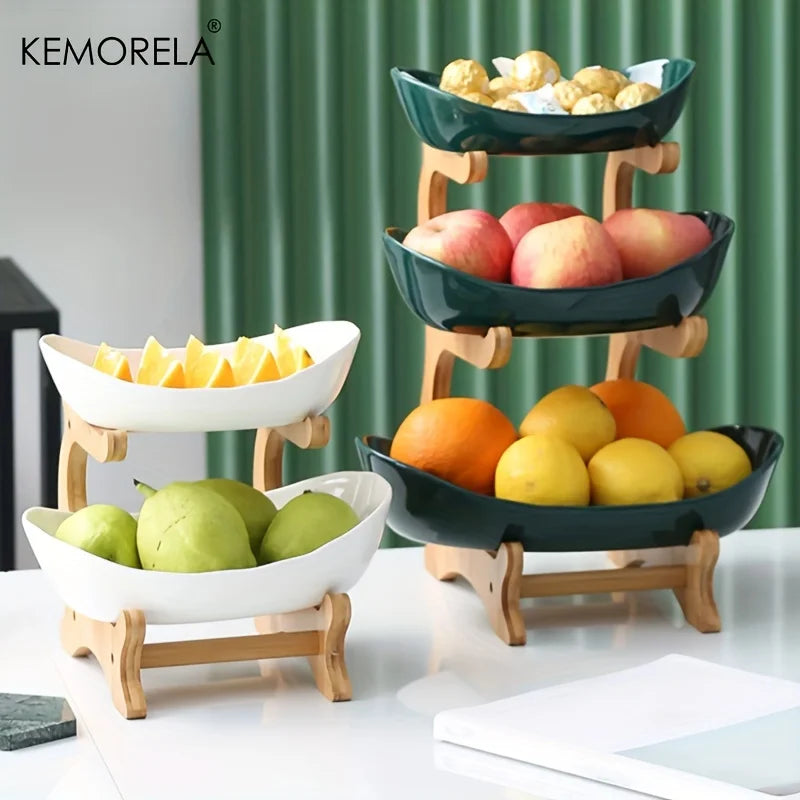 Bamboo Fruit Basket Stand