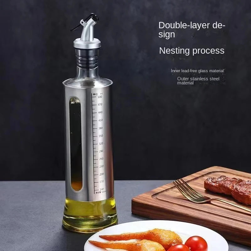 Stainless Steel Glass Oil Dispenser Bottle (200/300/500ml)