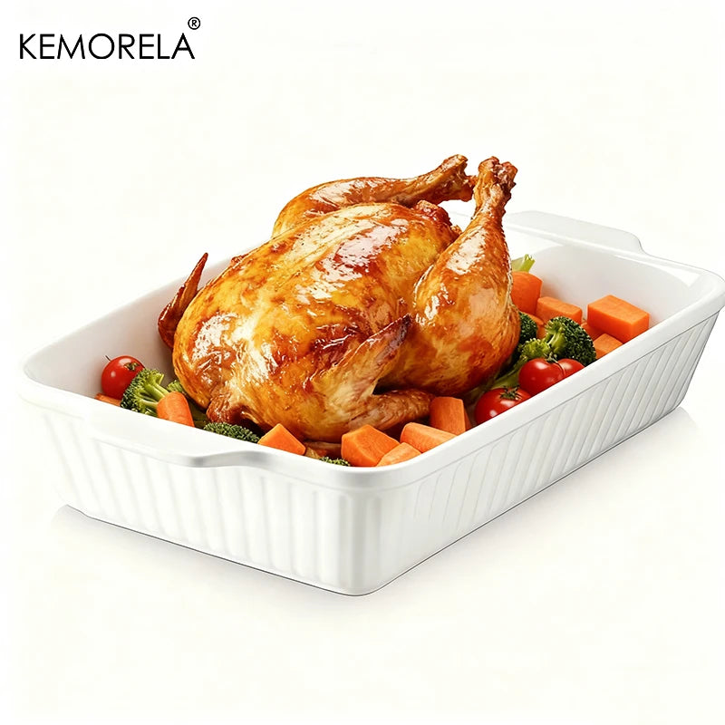 White Ceramic Baking Dish with Handles (Small / Large)