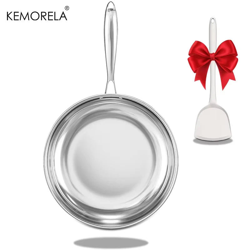 Tri-Ply Stainless Steel Frying Pan with Silicone Spatula Gift Set (22/24/26/28cm)